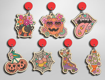 Halloween Flower Earrings SVG Bundle for xTool LightBurn Glowforge 21 Designs