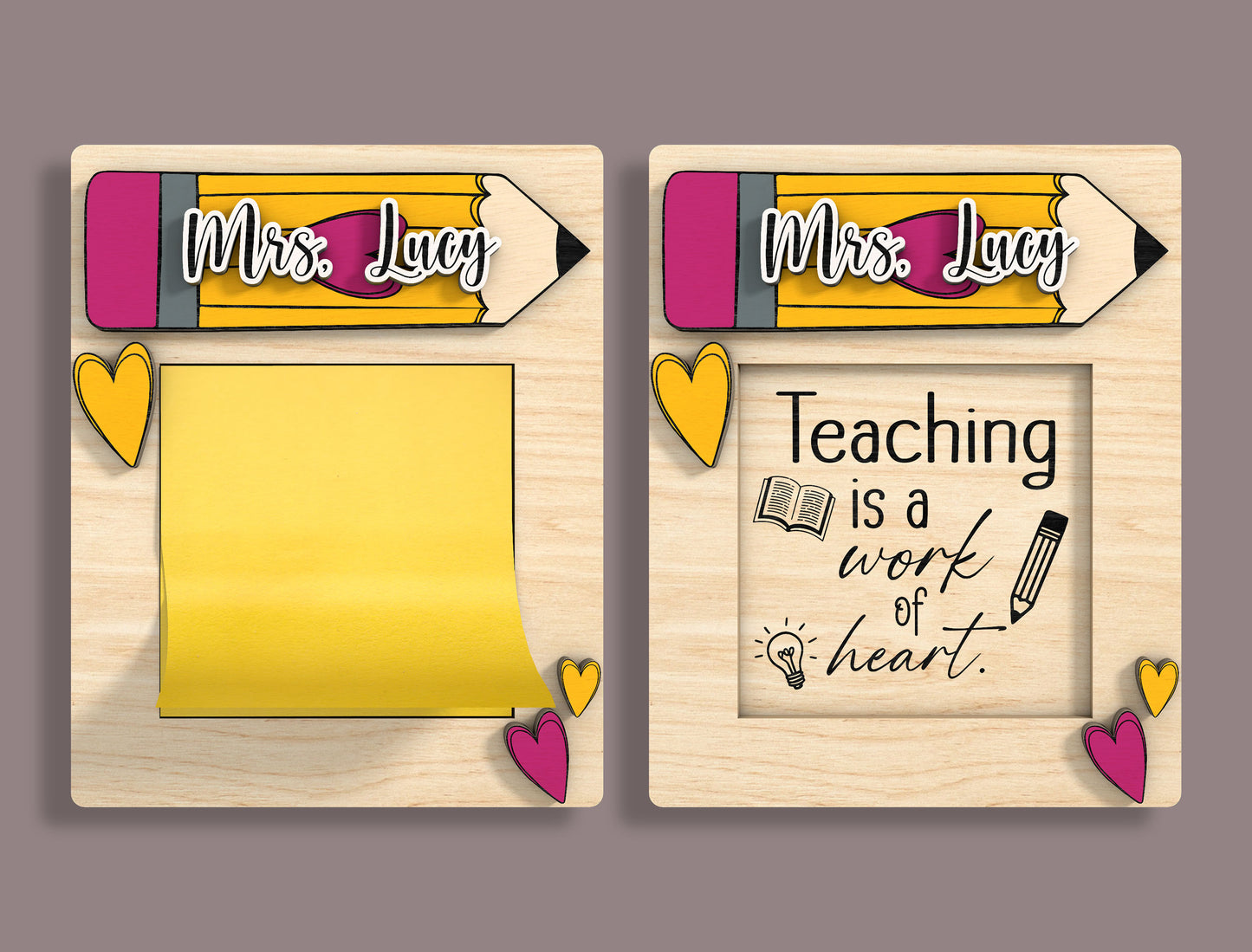 Teacher Sticky Note Holder SVG Bundle Laser Cut File for xTool and Glowforge