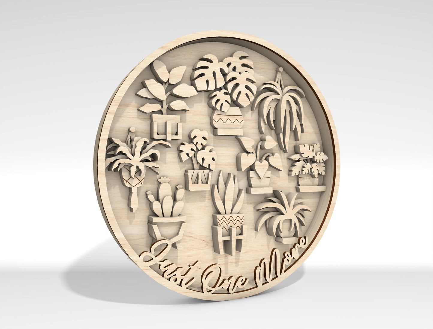 Multilayer Plant SVG Round Sign Laser Cut File for Glowforge and LightBurn