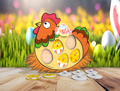 Chicken Easter Board Game SVG Wooden Egg Matching for LightBurn and xTool