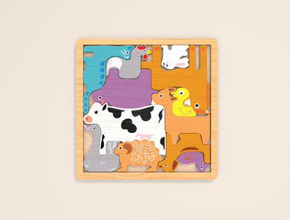 Animal Puzzle Board SVG Laser Cut File for LightBurn and Glowforge