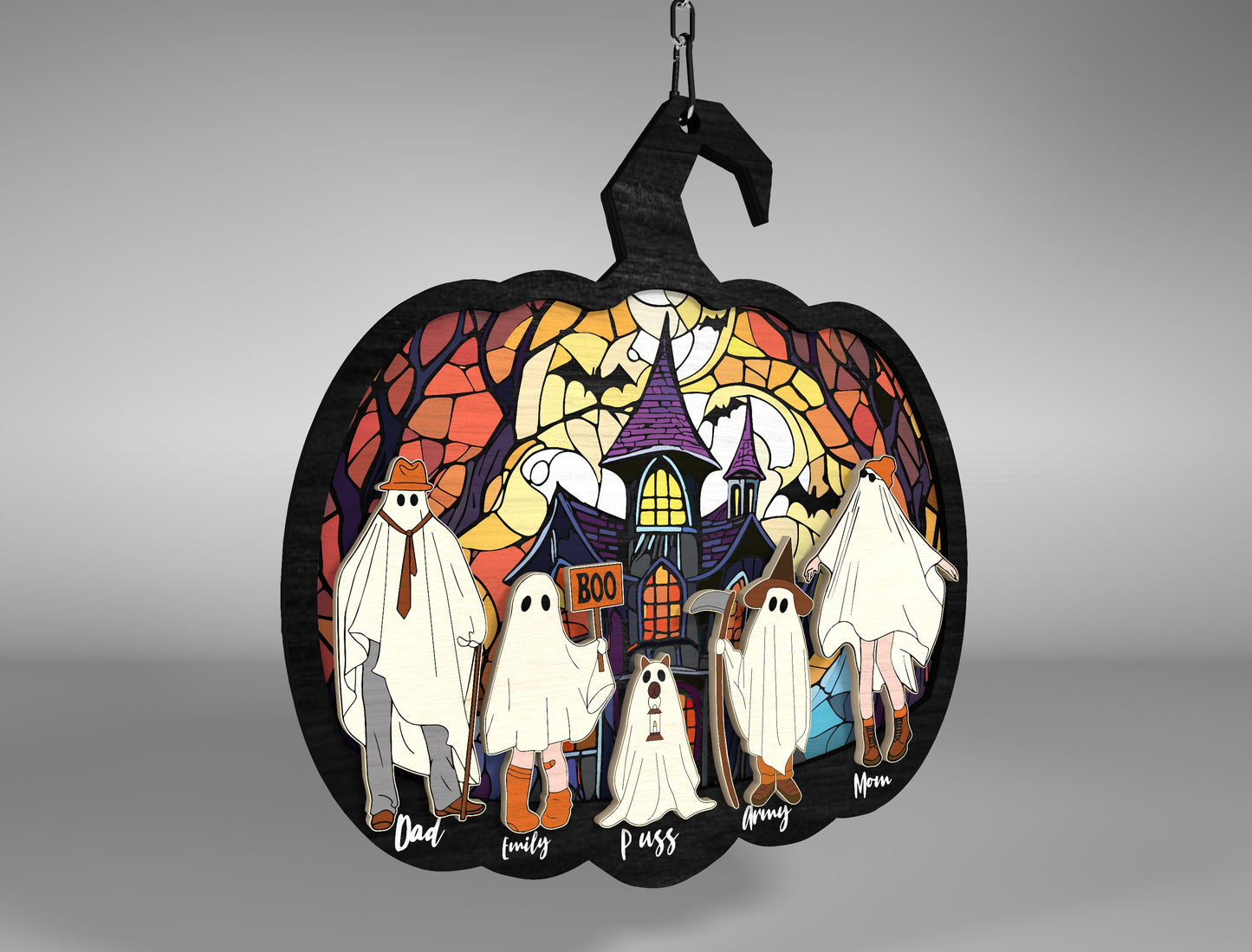 Halloween Ghost Family Pumpkin Sign SVG Bundle for Glowforge xTool LightBurn