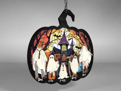 Halloween Ghost Family Pumpkin Sign SVG Bundle for Glowforge xTool LightBurn