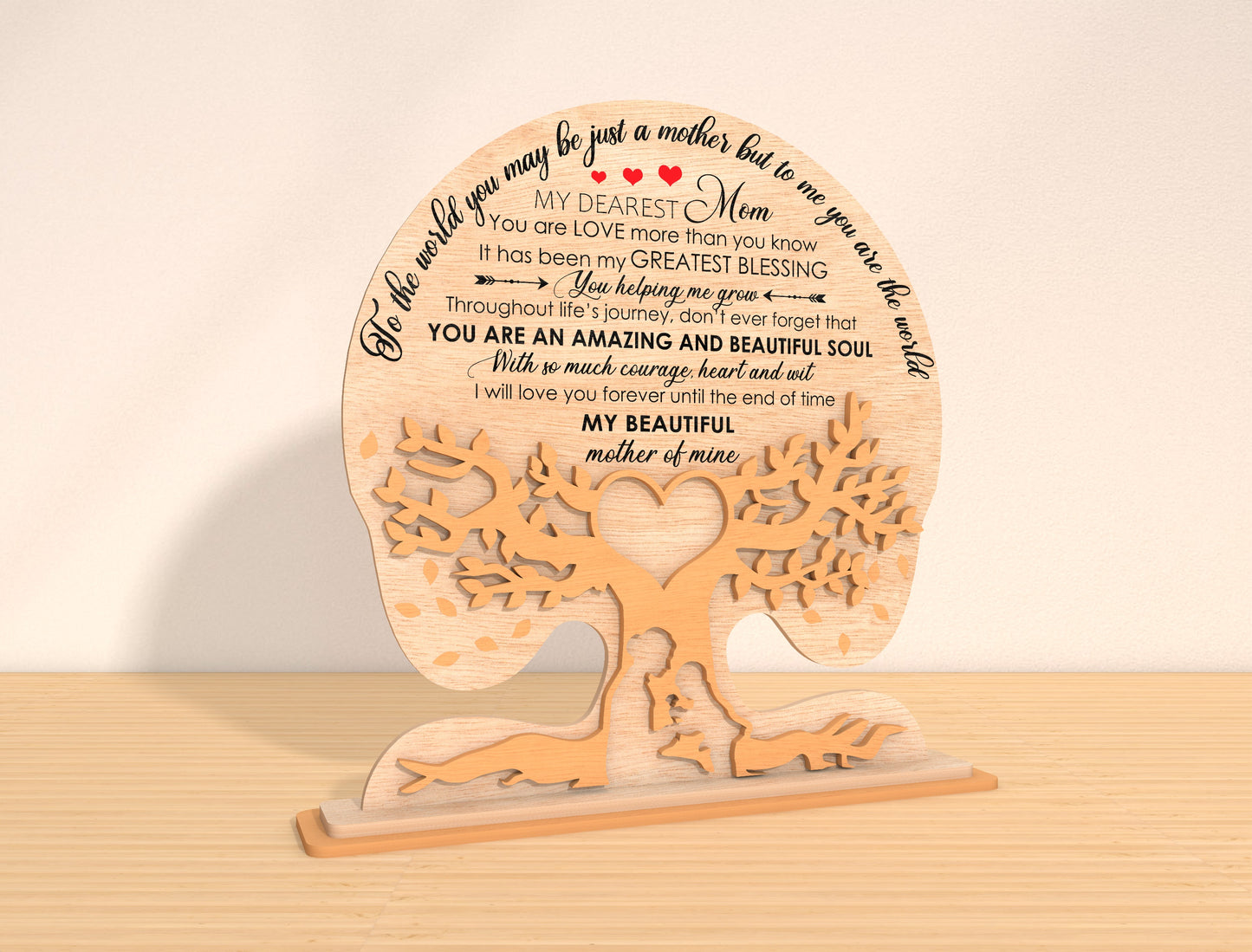 Mom Tree Plaque SVG Mother's Day Poem Sign for Glowforge and xTool