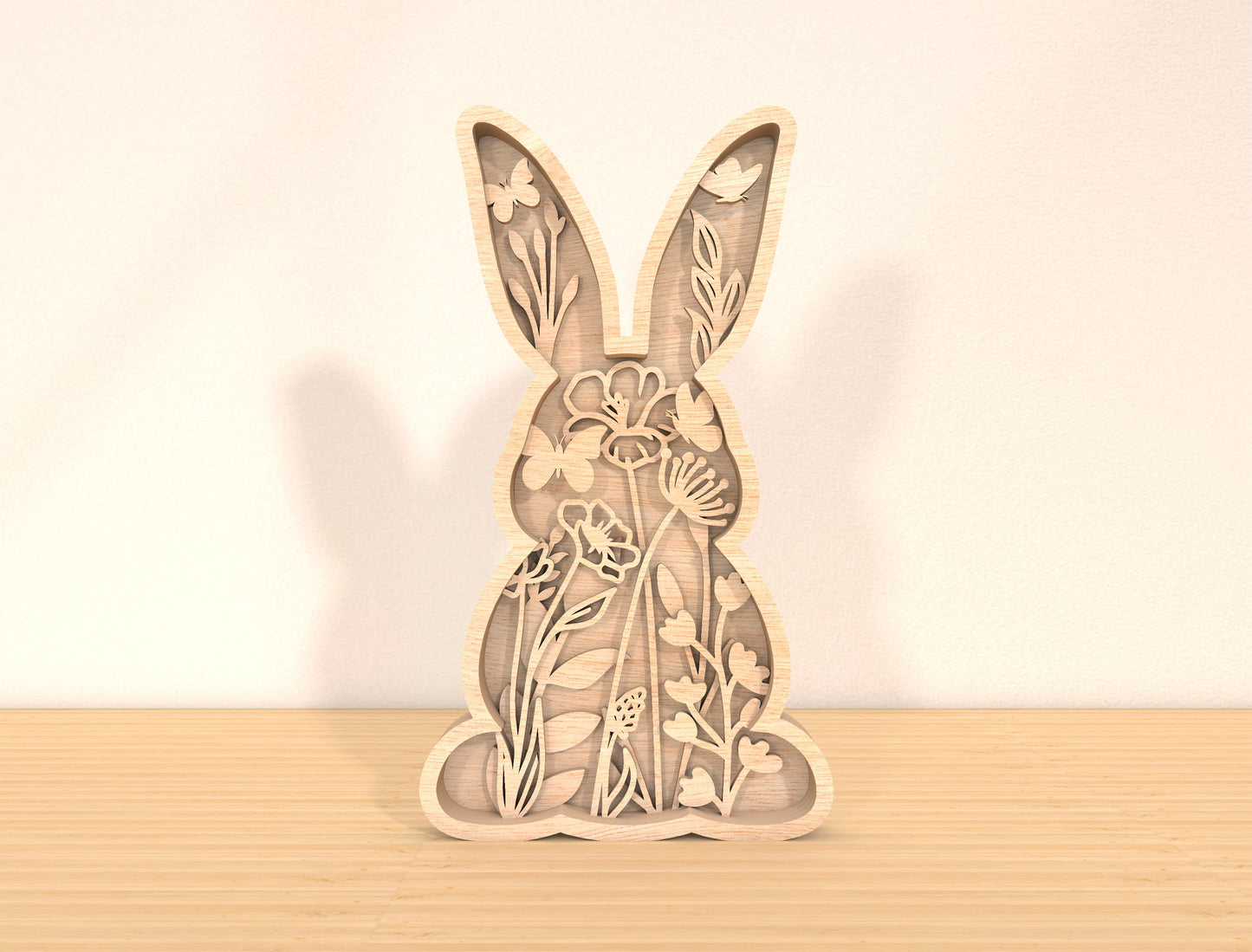 Multilayer Bunny Floral SVG Bundle 6 Layer Rabbit Nature for Glowforge