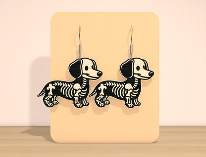 Skeleton Dog Earrings SVG Bundle for Glowforge xTool LightBurn