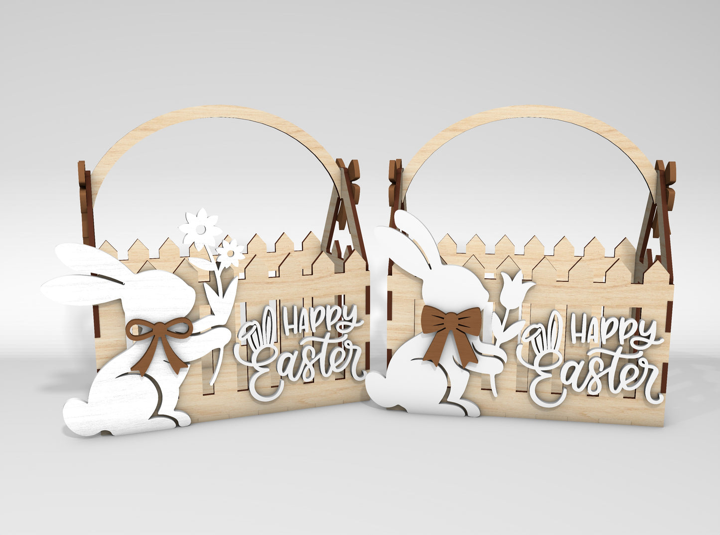 12 Easter Bunny Basket Bundle SVG Laser Cut for Glowforge and xTool
