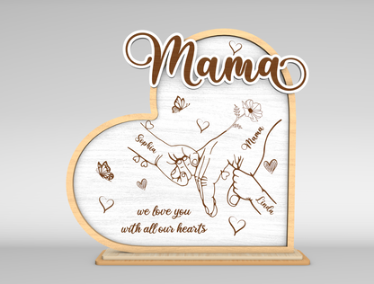 Mother's Day Personalized Family Hands Sign SVG for Glowforge