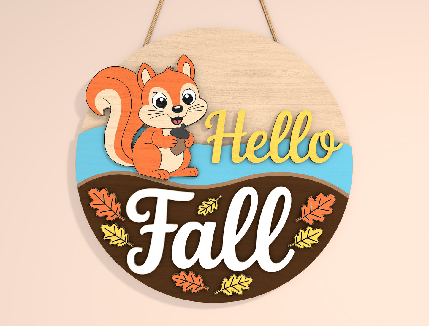 Squirrel Hello Fall SVG Set for Glowforge xTool LightBurn | 2 Designs
