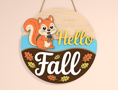 Squirrel Hello Fall SVG Set for Glowforge xTool LightBurn | 2 Designs