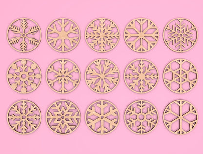 Snowflake Coaster SVG Bundle Laser Cut File for LightBurn and Glowforge