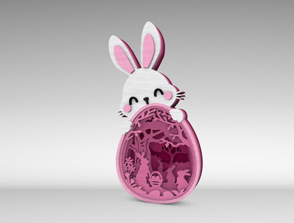 Easter Bunny Egg Multilayer Shadow Box Sign SVG for Glowforge and xTool