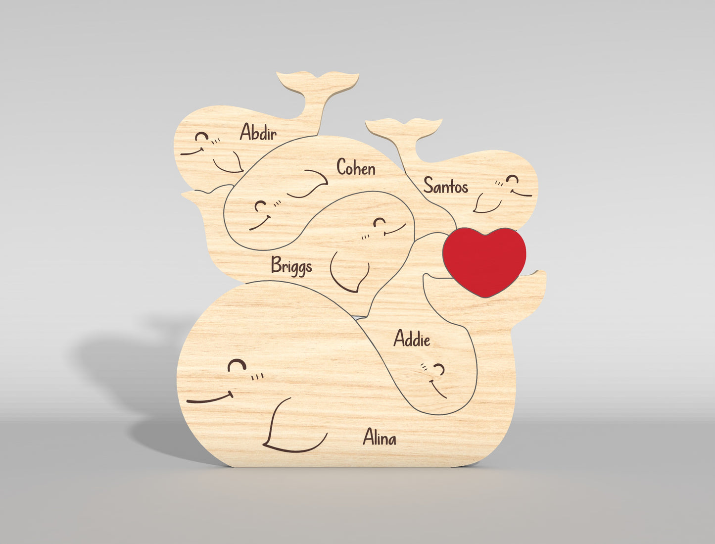 Dolphin Family Puzzle Stacking Sign SVG for Glowforge and xTool