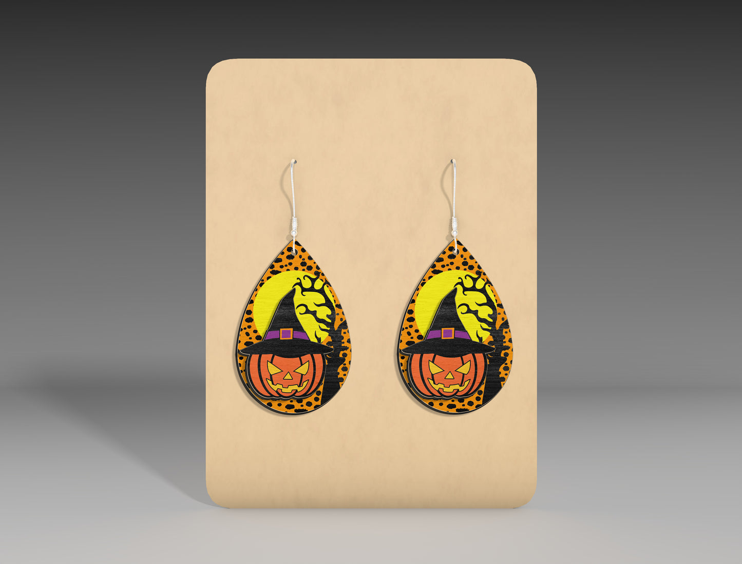 Halloween Witch Pumpkin Teardrop Earrings SVG Bundle 3 Designs for xTool LightBurn Glowforge