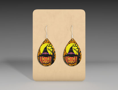 Halloween Witch Pumpkin Teardrop Earrings SVG Bundle 3 Designs for xTool LightBurn Glowforge