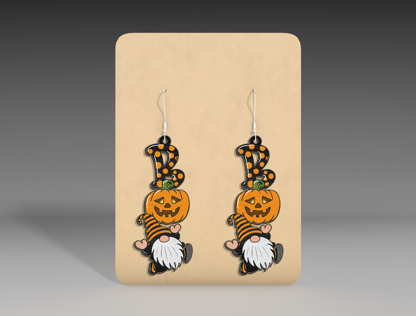 Halloween Pumpkin Gnome Earrings SVG Bundle 3 Designs for Glowforge xTool LightBurn