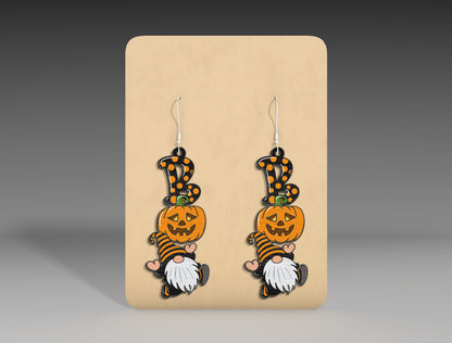 Halloween Pumpkin Gnome Earrings SVG Bundle 3 Designs for Glowforge xTool LightBurn
