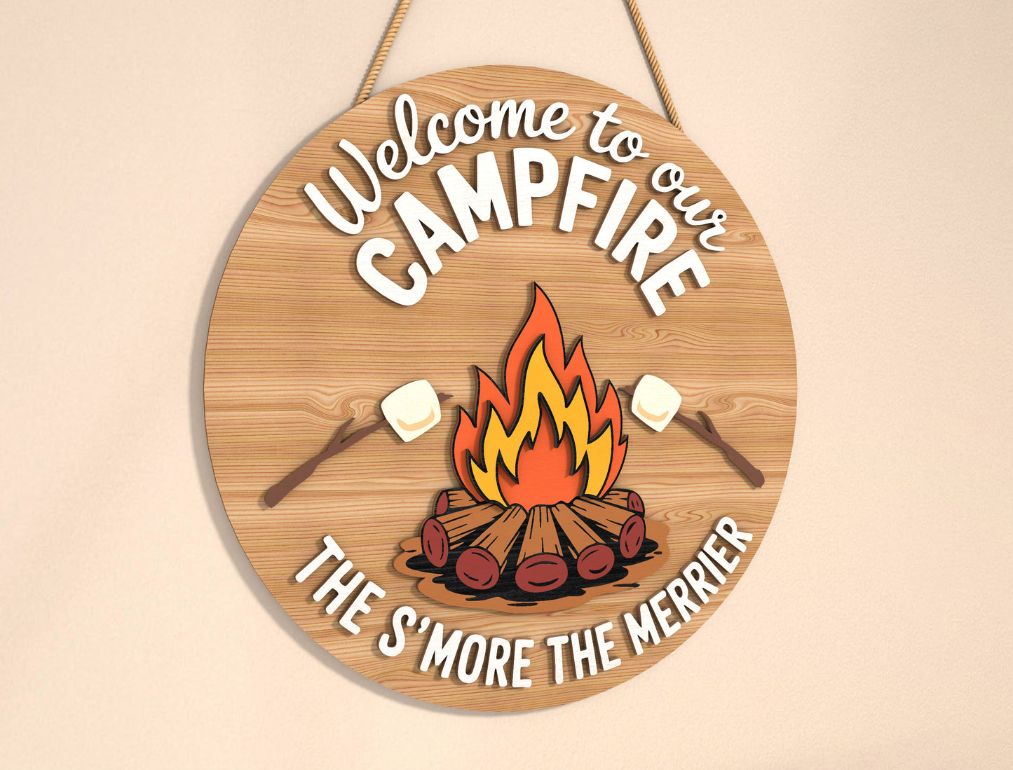 “Welcome to Our Campfire” Door Sign SVG for LightBurn and Glowforge