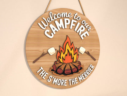 “Welcome to Our Campfire” Door Sign SVG for LightBurn and Glowforge