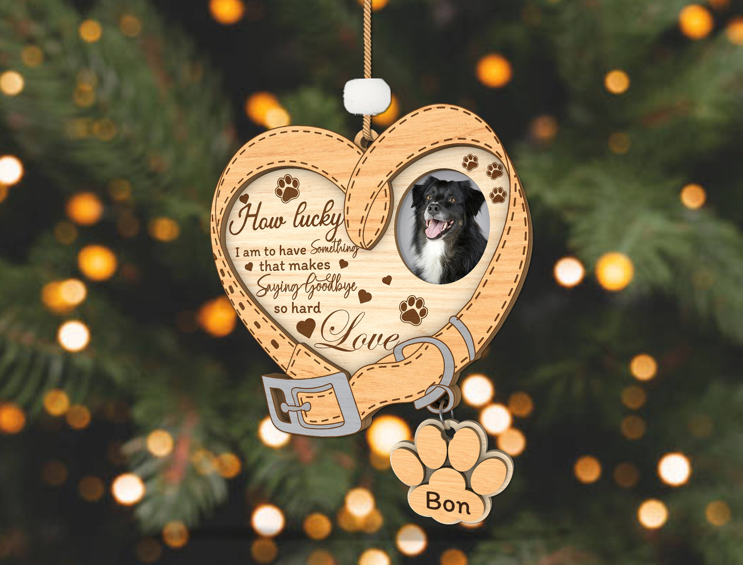 Pet Memorial Photo Ornament SVG Heart Shape for Glowforge and LightBurn