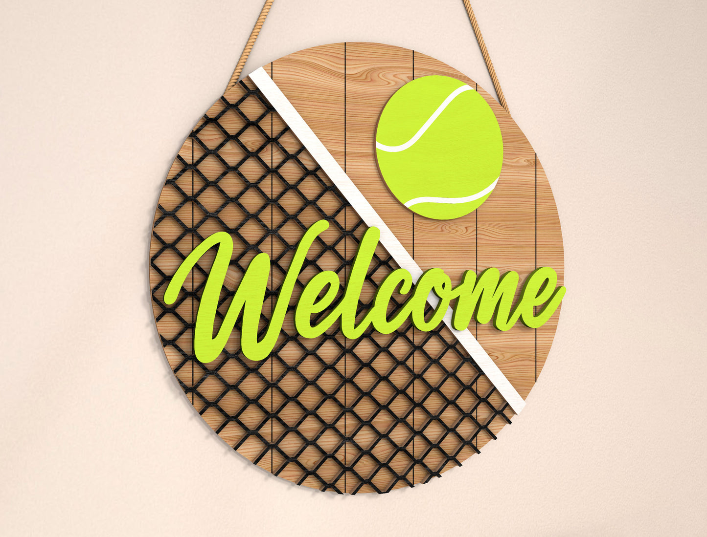 Tennis Door Hanger Welcome SVG Laser Cut File for xTool and Glowforge