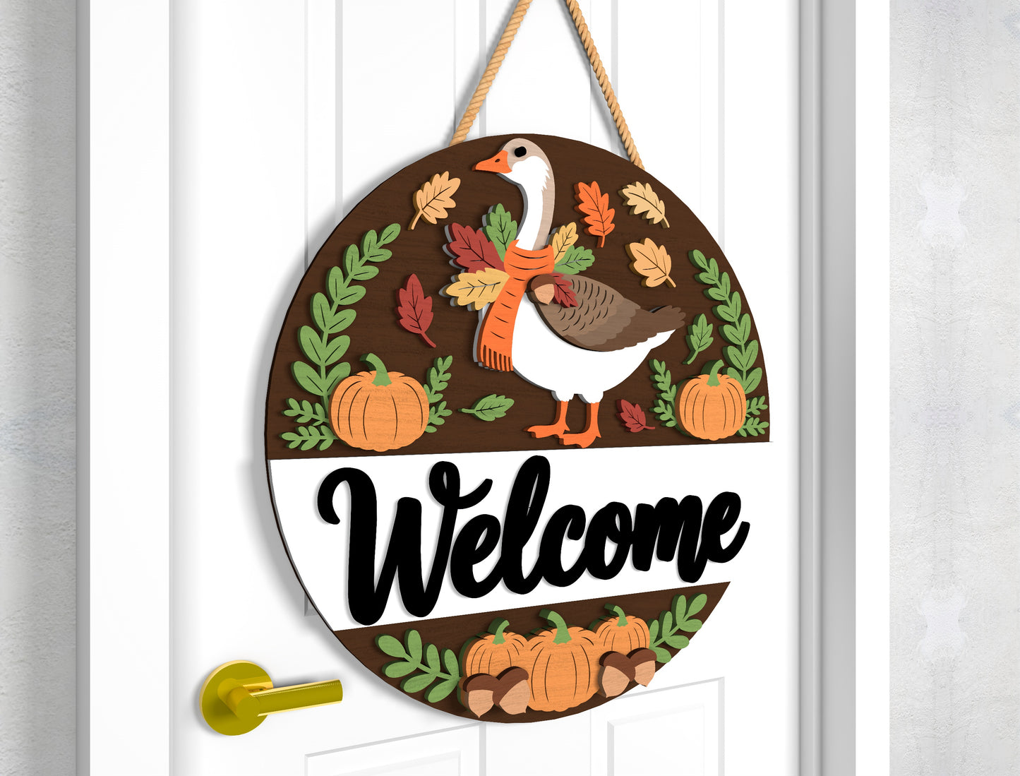 Fall Goose Welcome Door Hanger SVG for Glowforge xTool LightBurn