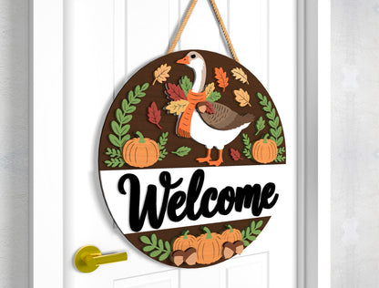 Fall Goose Welcome Door Hanger SVG for Glowforge xTool LightBurn