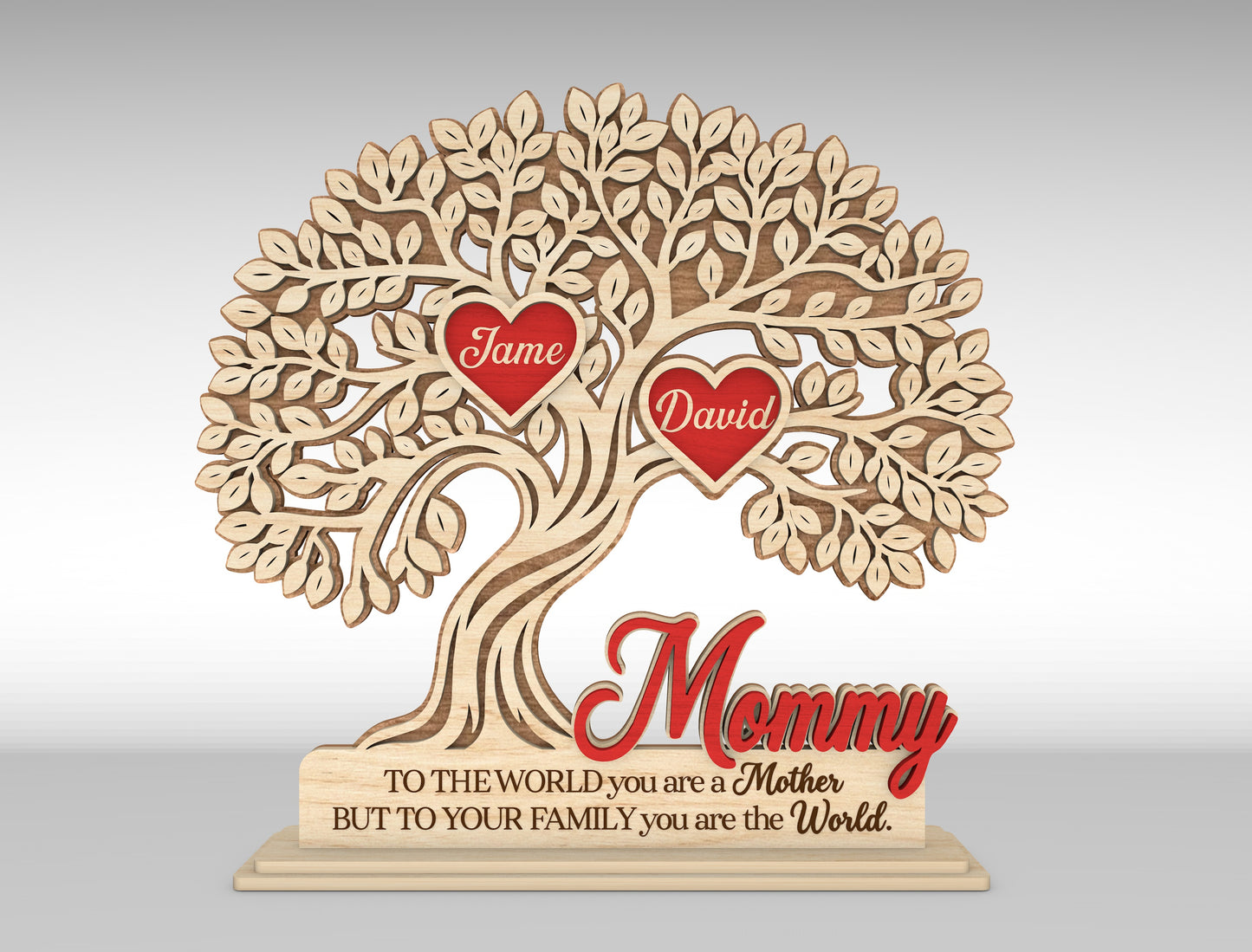 Custom Name Heart Tree Mom Sign SVG Multiple Titles for Glowforge