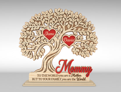 Custom Name Heart Tree Mom Sign SVG Multiple Titles for Glowforge