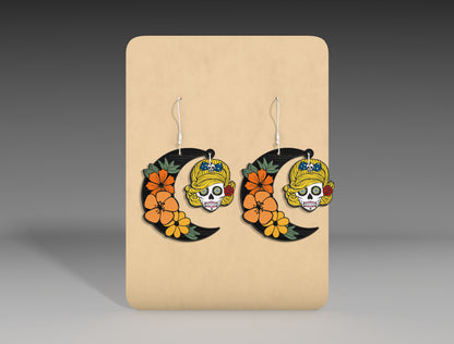Halloween Skull Moon Earrings SVG Bundle 3 Designs for LightBurn xTool Glowforge