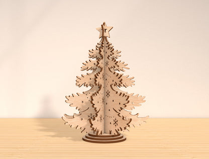 Christmas Tree 3D Tabletop Decor Laser Cut File | Ready to Cut | Glowforge, xTool, LightBurn, etc.