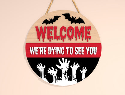 Halloween Welcome Door Hanger SVG Set for Glowforge xTool LightBurn