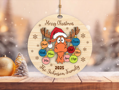 Personalized Moose Family Christmas Ornament SVG Laser Cut F 3