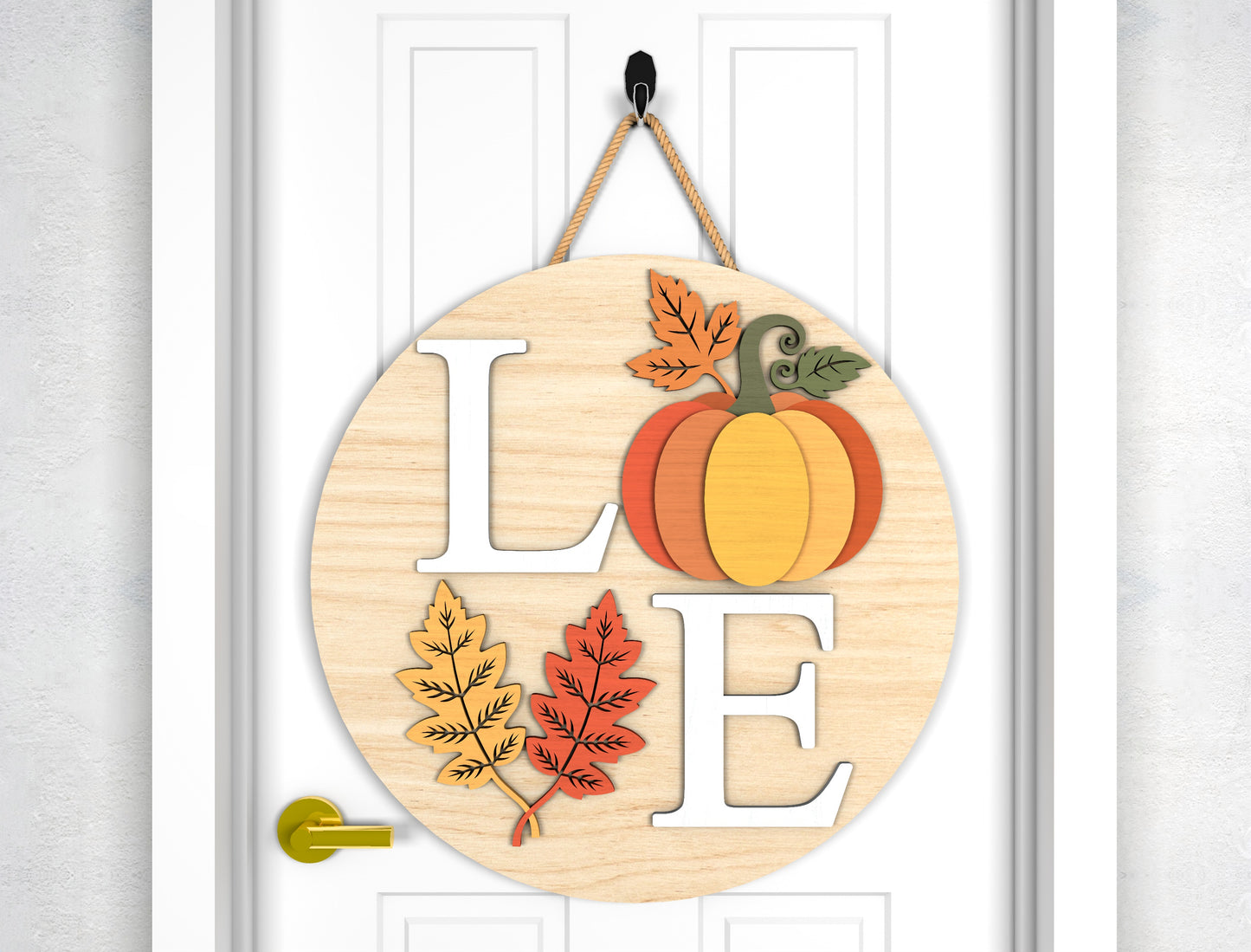 Welcome Sunflower and Love Fall Door Hanger SVG Set for Glowforge xTool LightBurn 2 Designs