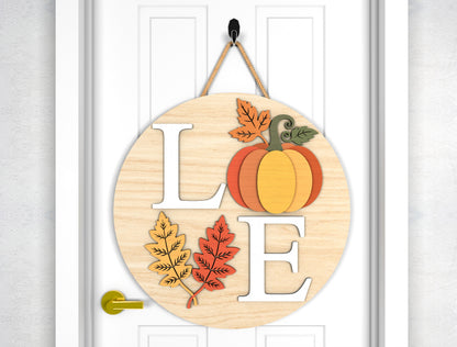 Welcome Sunflower and Love Fall Door Hanger SVG Set for Glowforge xTool LightBurn 2 Designs