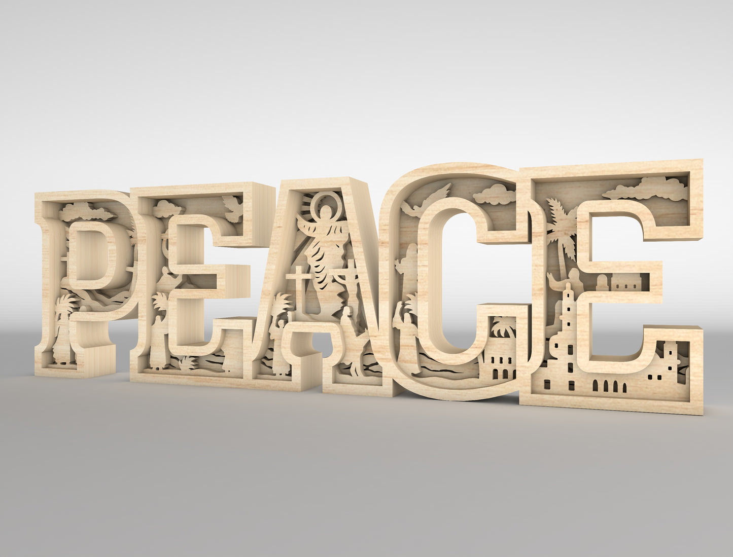Peace Layered Word Art SVG Easter Religious Multilayer for LightBurn