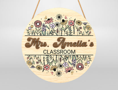 Personalized Floral Classroom Door Sign Laser Cut File SVG for xTool and Glowforge