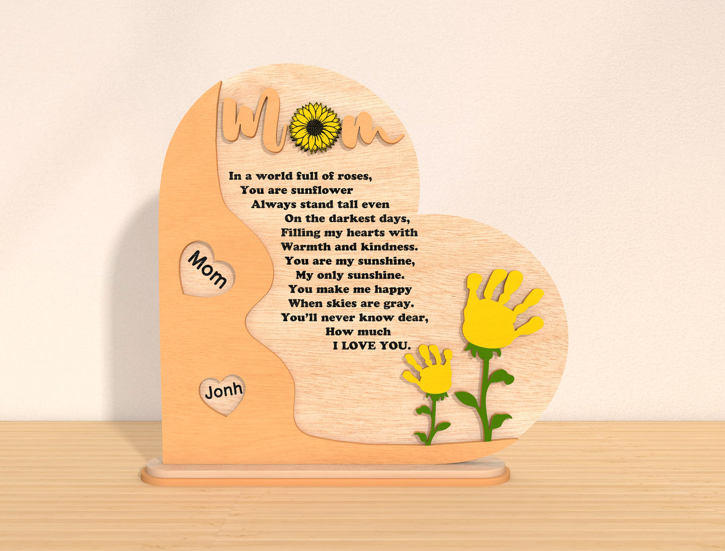 Mom Heart Plaque Floral Family Sign SVG Bundle for Glowforge and xTool