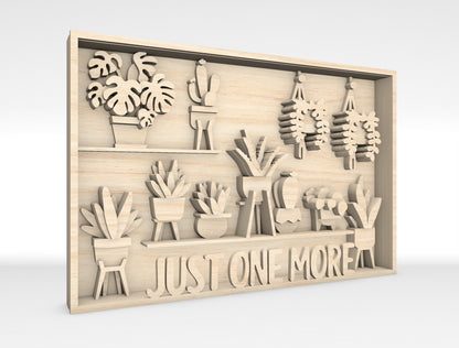 Just One More Plant Shelf SVG Multilayer Laser Cut File for Glowforge