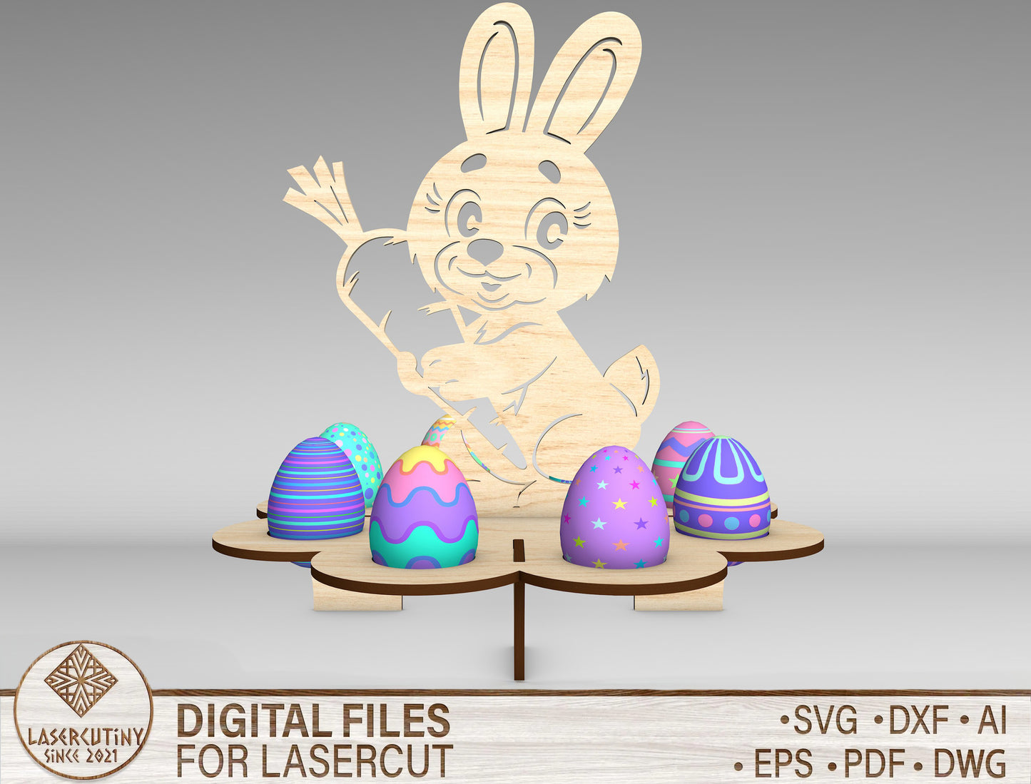 Cute Easter Bunny Egg Holder SVG Bundle 5 Designs for Glowforge and xTool