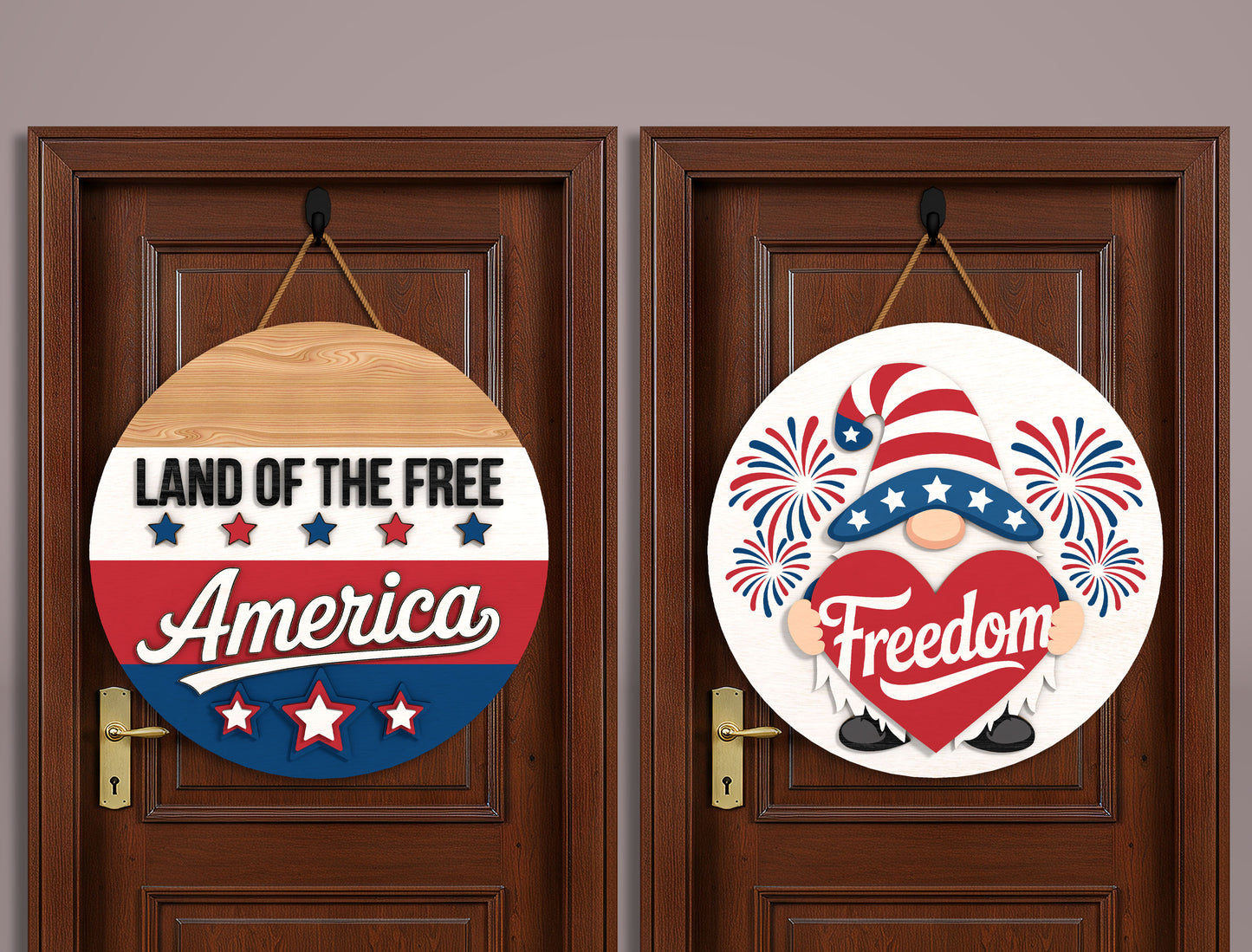 Patriotic Door Hanger SVG Bundle Laser Cut File for Glowforge