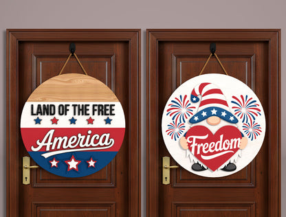 Patriotic Door Hanger SVG Bundle Laser Cut File for Glowforge