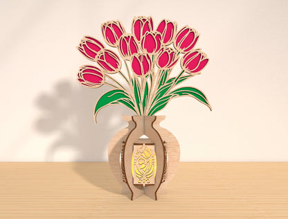 Mother’s Day Floral Lantern Laser Cut File Bundle – 6 Designs | Flower Shadow Lantern | Layered Wooden Decor | Glowforge, xTool, LightBurn, etc.