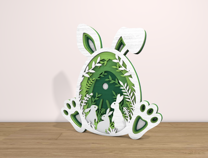 Multilayer Bunny Forest SVG Rabbit Forest Scene Egg for Glowforge and xTool