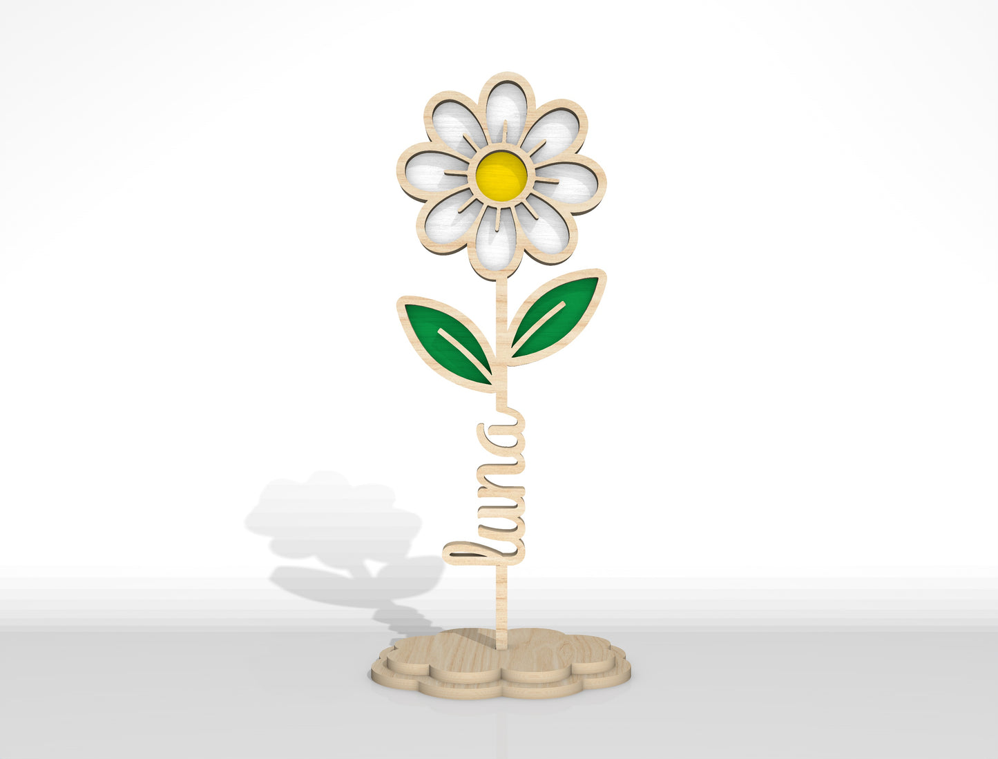 Personalized Standing Flower Name Sign SVG Laser Cut File for Glowforge and xTool