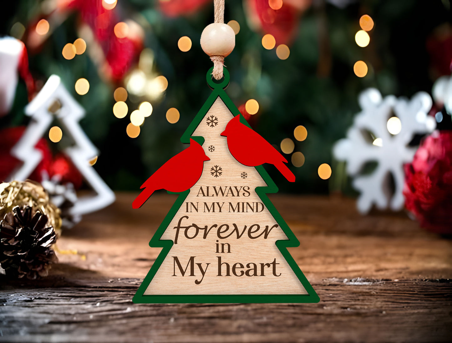 Cardinal Memorial Tree Ornament SVG for Glowforge and LightBurn