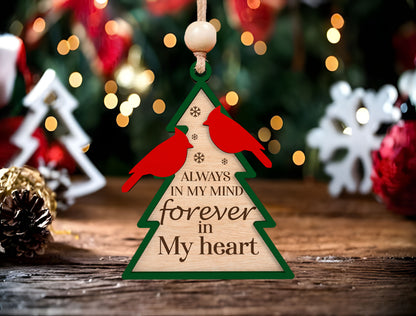 Cardinal Memorial Tree Ornament SVG for Glowforge and LightBurn