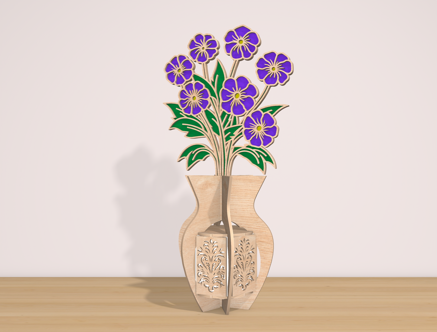 Purple Flower Lantern SVG Spring Candle Holder Laser Cut File for Glowforge and xTool