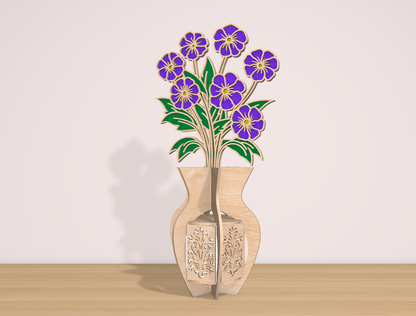 Purple Flower Lantern SVG Spring Candle Holder Laser Cut File for Glowforge and xTool