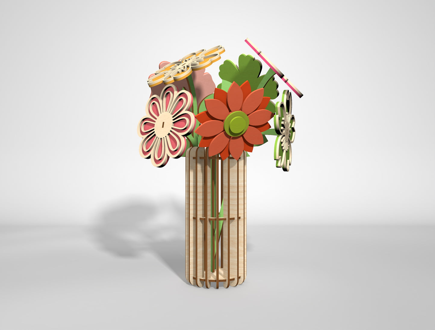 Flower Vase Bundle SVG 18 Flowers Wooden Slotted for Glowforge and xTool